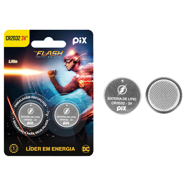 BATERIA CR2032 3V LITIO MANGANES BLISTER C/ 2 PECAS PIX - 013-6032